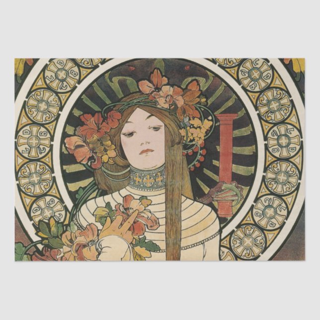 Papel De Seda Alfonse Mucha Trappistine Nouveau (Frente )