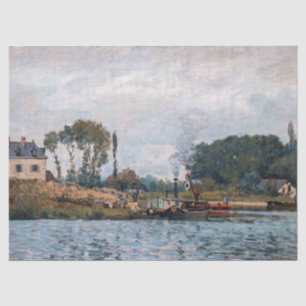 Papel De Seda Alfred Sisley - Barcos no Bloqueio em Bougal