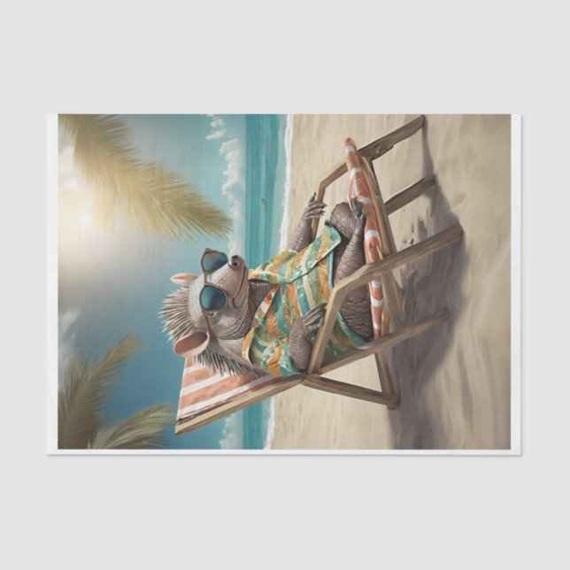 Papel De Seda Alfredo bonito na costa do Azur, Beachy Armadillo (Frente )