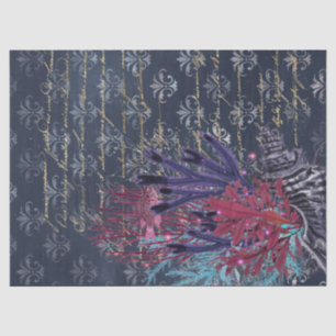 Papel De Seda Algas marinhas Coloridas e Peixes na Decoupage Azu