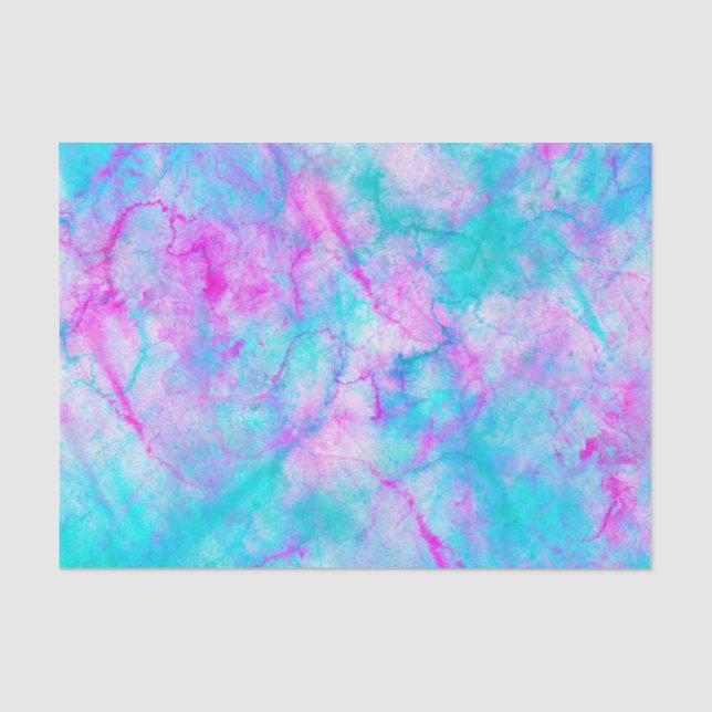 Papel De Seda Algodão Doce Rosa e Azul Mancha de Aguarela (Frente )