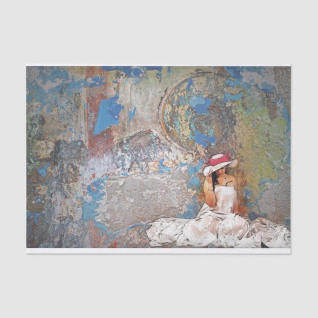 Papel De Seda Ali Ela Senta O Tecido De Descaptação (Frente )