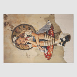 Papel De Seda Alice aborrecida no País das Maravilhas sentado em