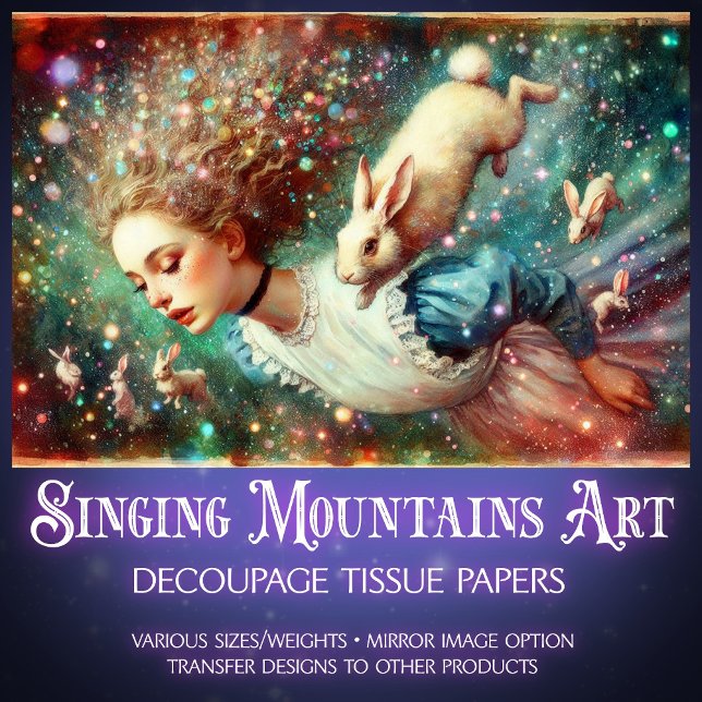 Papel De Seda Alice and Rabbit Hole Wonderland Fantasy Decoupage (Criador carregado)