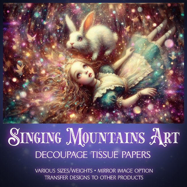 Papel De Seda Alice and White Rabbit Dreamy Descent Decoupage (Criador carregado)