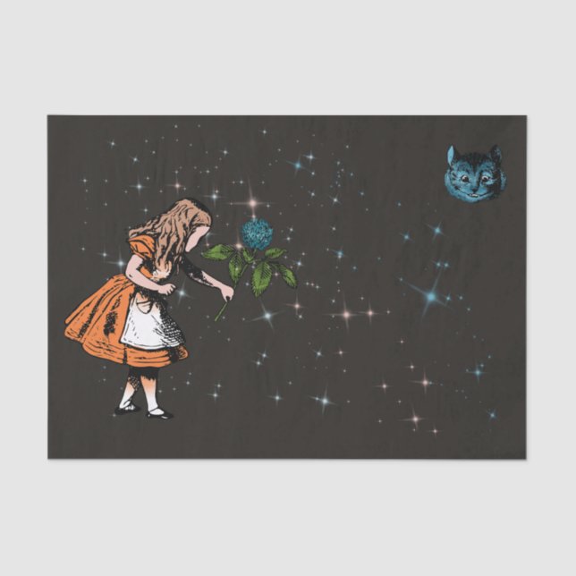 Papel De Seda Alice com Clover, Estrelas Grelhas, Gato Cheshire (Frente )