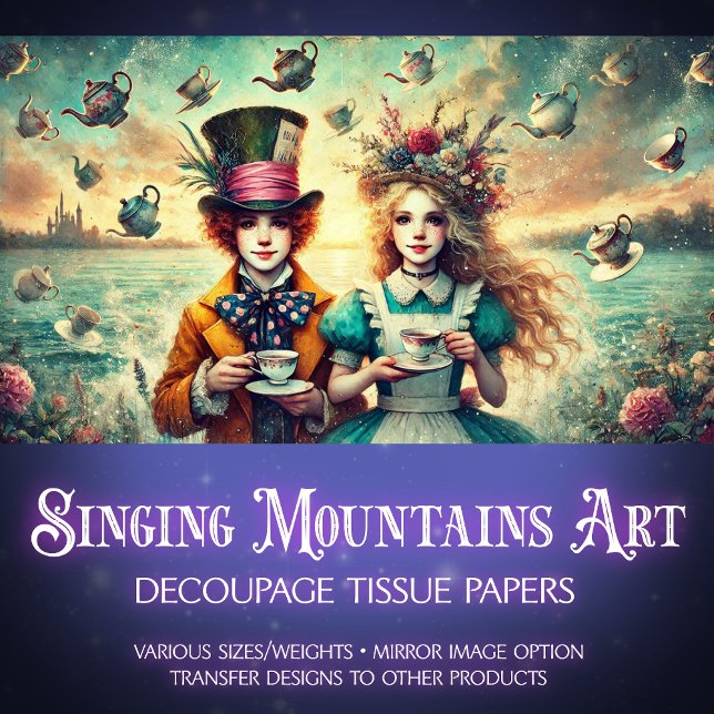 Papel De Seda Alice e a Decoupage do Chapéu Louco (Criador carregado)