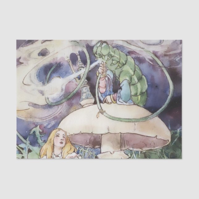 Papel De Seda "Alice e a lagarta" por Alice B Woodward (Frente )