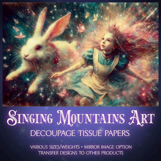 Papel De Seda Alice Falling Into Wonderland Fantasy Decoupage (Criador carregado)