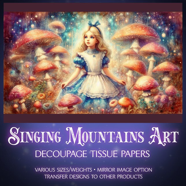 Papel De Seda Alice in Dreamy Mushroom Wonderland Decoupage (Criador carregado)
