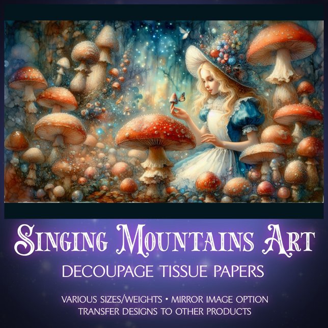 Papel De Seda Alice In Fairytale Mushroom Forest Decoupage (Criador carregado)
