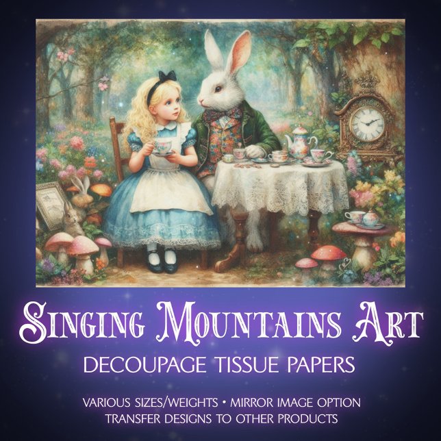 Papel De Seda Alice in Wonderland Fairytale Tea Party Decoupage (Criador carregado)