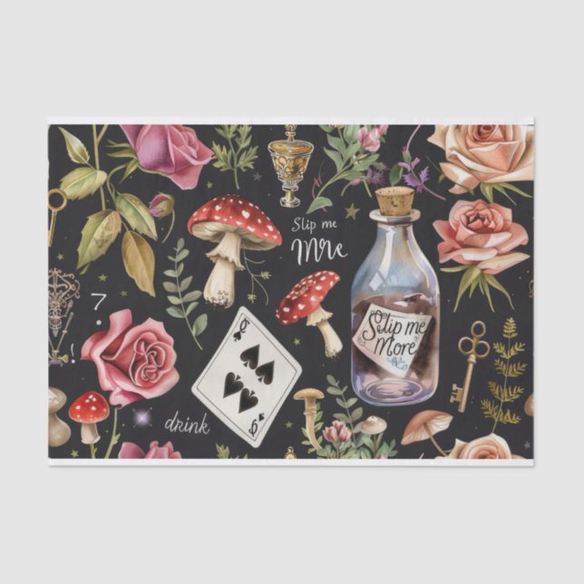 Papel De Seda Alice no padrão das terras maravilhosas (Frente )