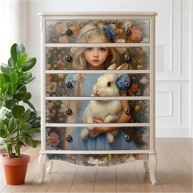 Papel De Seda Alice no País das Maravilhas com Coelho Branco (Criador carregado)