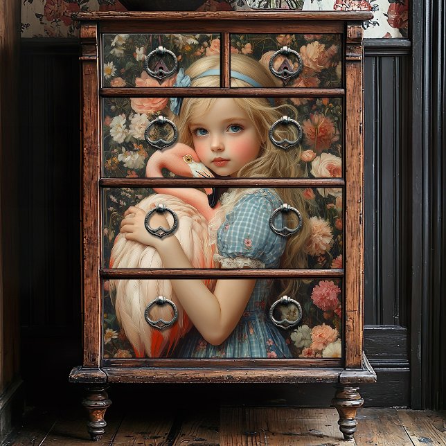 Papel De Seda Alice no País das Maravilhas com Flamingo (Criador carregado)