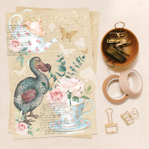 Papel De Seda Alice No País das Maravilhas Decoupage Dodo Bird