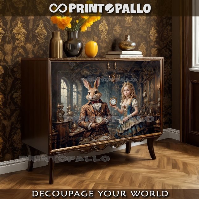 Papel De Seda Alice no País das Maravilhas e a Lebre de Marcha (Criador carregado)