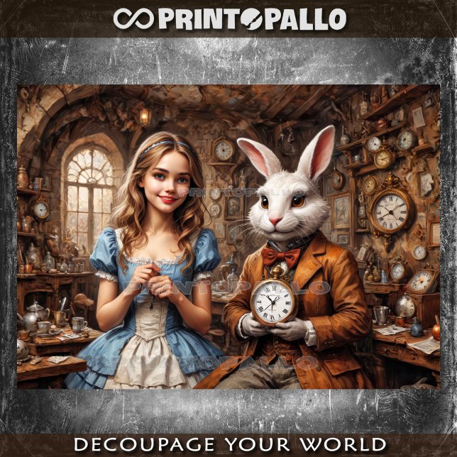 Papel De Seda Alice no País das Maravilhas encontra o Coelho Bra (Criador carregado)