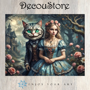 Papel De Seda Alice & o Gato de Cheshire Decoupage