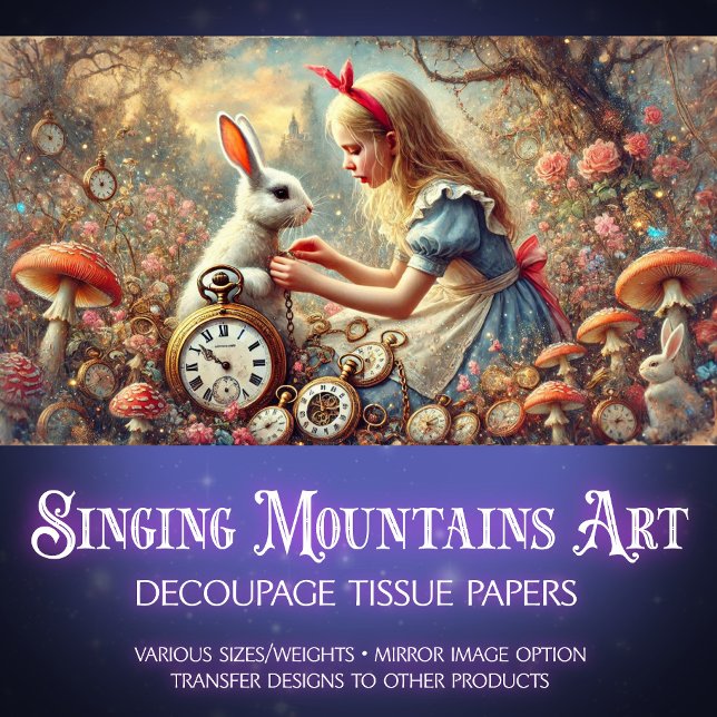 Papel De Seda Alice Rabbit Fantasy Mushroom Woodland Decoupage (Criador carregado)