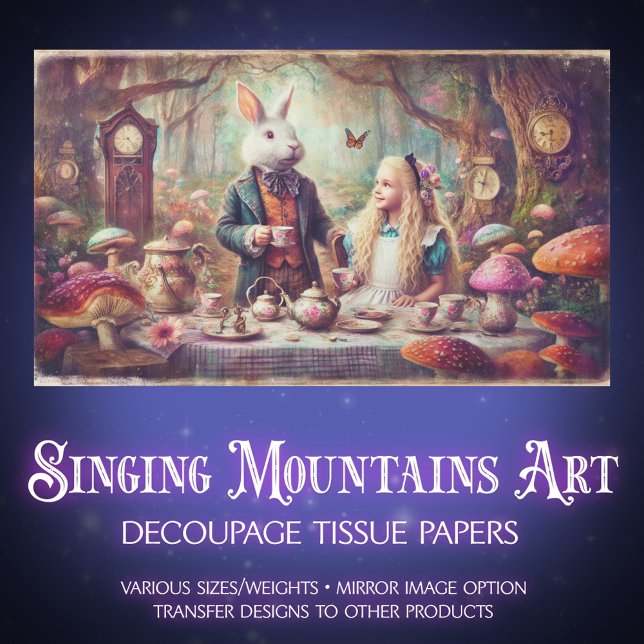 Papel De Seda Alice & Rabbit Storybook Tea Party Decoupage (Criador carregado)