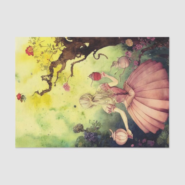 Papel De Seda Alice Whimsical Decoupage no País das Maravilhas (Frente )