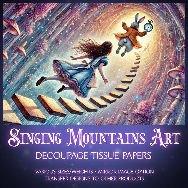 Papel De Seda Alice's Enchanted Wonderland Descent  Decoupage (Criador carregado)