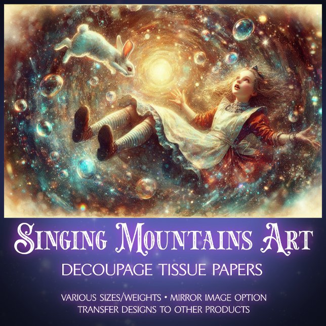 Papel De Seda Alice's Rabbit Hole Fantasy Decoupage (Criador carregado)