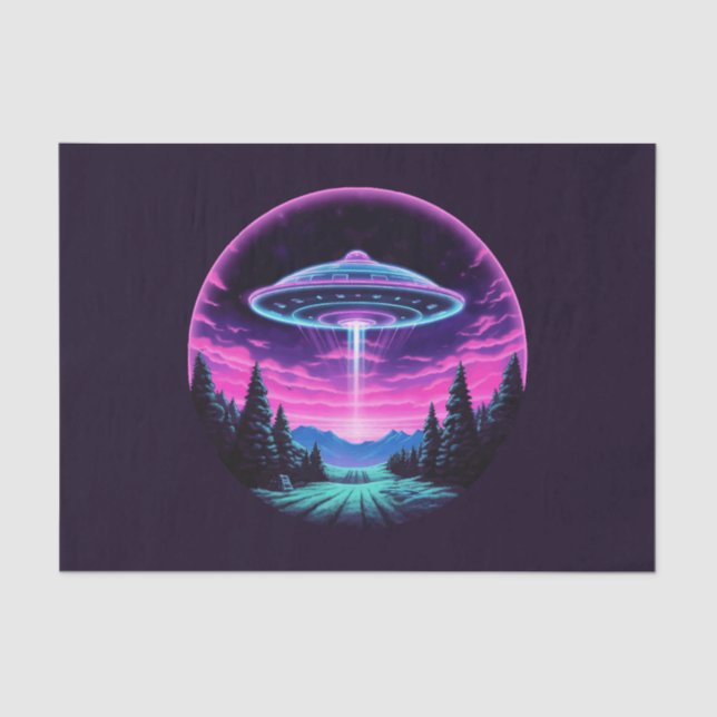 Papel De Seda Alienígena Espacial Retrofuturista (Frente )
