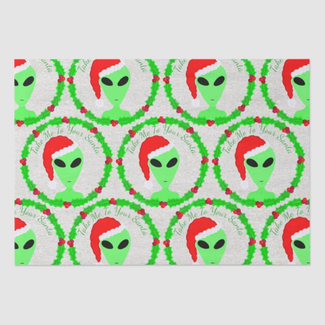 Papel De Seda Alienígenas Papais noeis Holly Wreath Bobo Fun LGM (Frente )