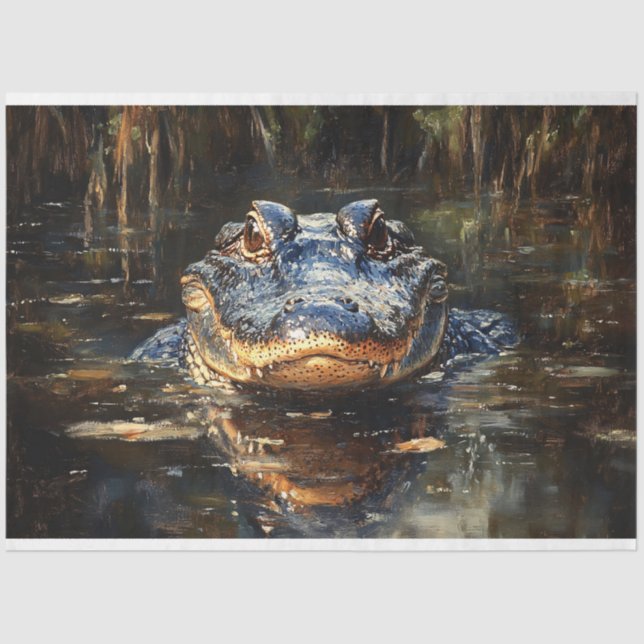 Papel De Seda Alligador Cute na Decoupage de Everglades (Frente )