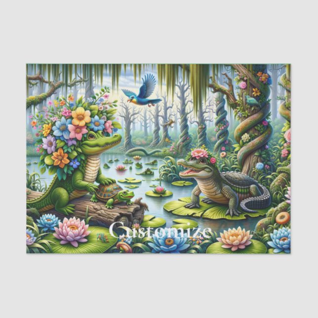 Papel De Seda Alligator Fantasy Swamp Thunder_Cove (Frente )