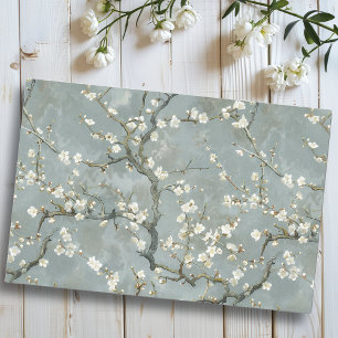 Papel De Seda Almond Blossoms Cinza Vincent Van Gogh