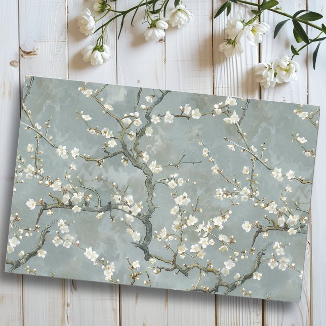 Papel De Seda Almond Blossoms Cinza Vincent Van Gogh (Criador carregado)