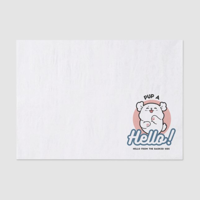 Papel De Seda Alô! - Design de Cartoon Feliz de Cachorro Branco (Frente )