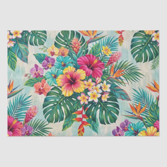 Papel De Seda Aloha Floral Bloom Tropical (Frente )