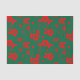Papel De Seda Aloha Hawaii Red sobre Padrão Verde de Natal