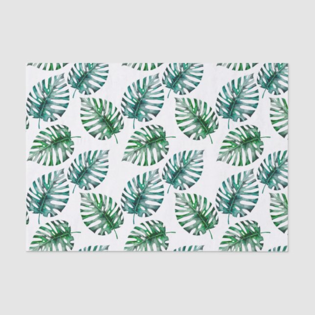 Papel De Seda Aloha Monstera tropical deixa o teste padrão (Frente )