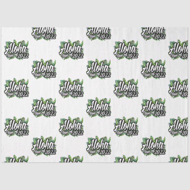 Papel De Seda Aloha Tropical Luau Classe de 2022 Festas de forma (Frente )
