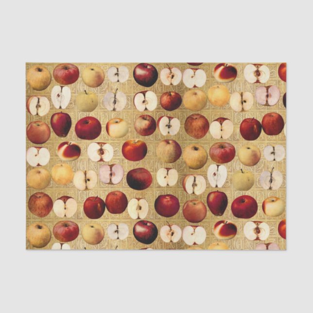 Papel De Seda Alphabet Dourado de Maçãs Vermelhas e Ouros (Frente )