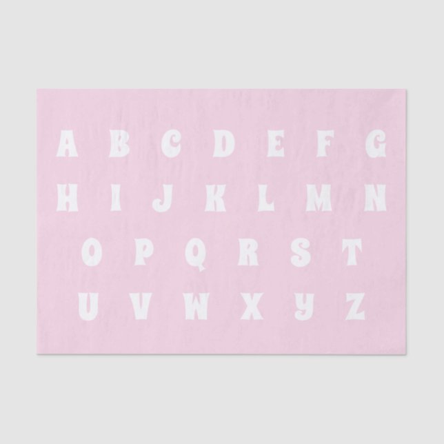 Papel De Seda Alphabet Letters rosa claro Abc (Frente )