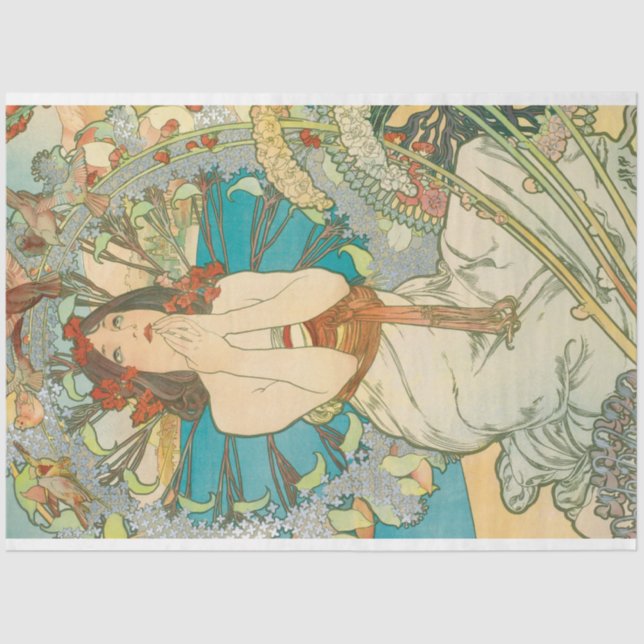 Papel De Seda Alphonse Mucha Art Deco Art Nouveau Decoupage (Frente )