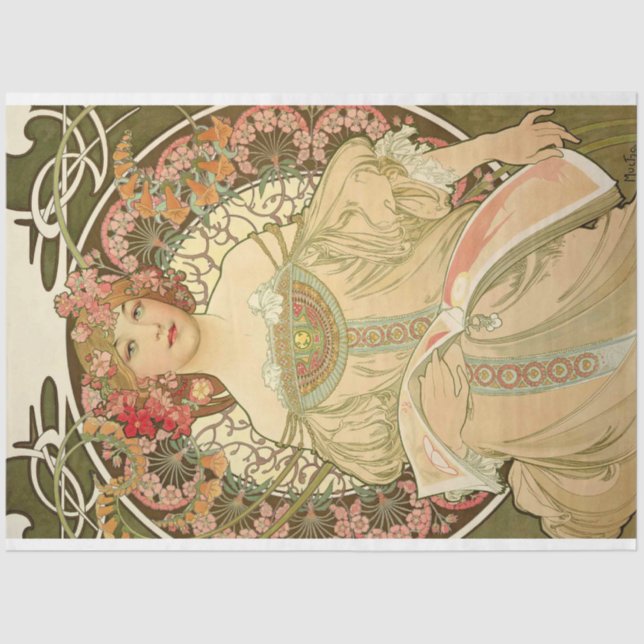 Papel De Seda Alphonse Mucha Art Deco Art Nouveau Decoupage (Frente )