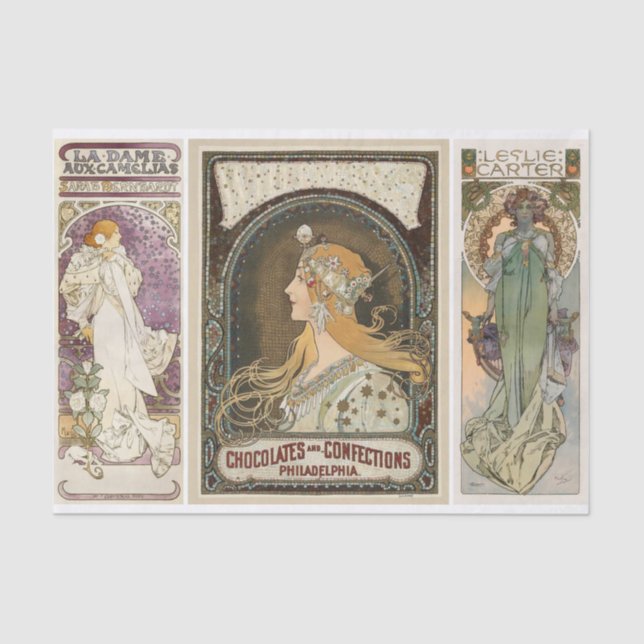 Papel De Seda Alphonse Mucha Art Nouveau Para Artistas (Frente )