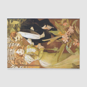 Papel De Seda Alphonse Mucha Flirt Vintage Art Nouveau Romântico