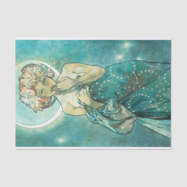 Papel De Seda Alphonse Mucha Moonlight Clair De Lune Art Nouveau (Frente )