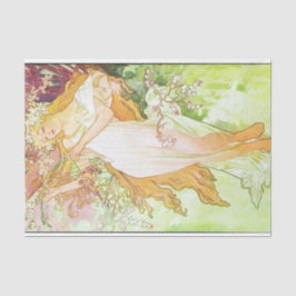 Papel De Seda Alphonse Mucha Primavera Floral Vintage Art Nouvea