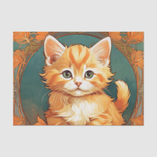 Papel De Seda Alphonse Mucha Style Orange Cat