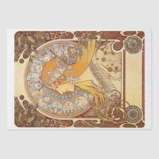 Papel De Seda Alphonse Mucha | Zodiac -1896 (Frente )
