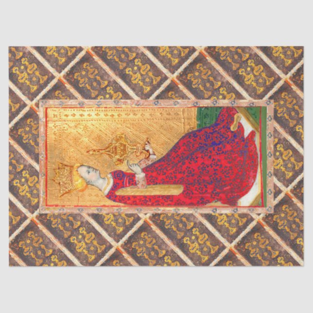 PAPEL DE SEDA ALVAS ANTIGAS DE RENASCIMENTO, RAINHA DE XÍCARAS (Frente )